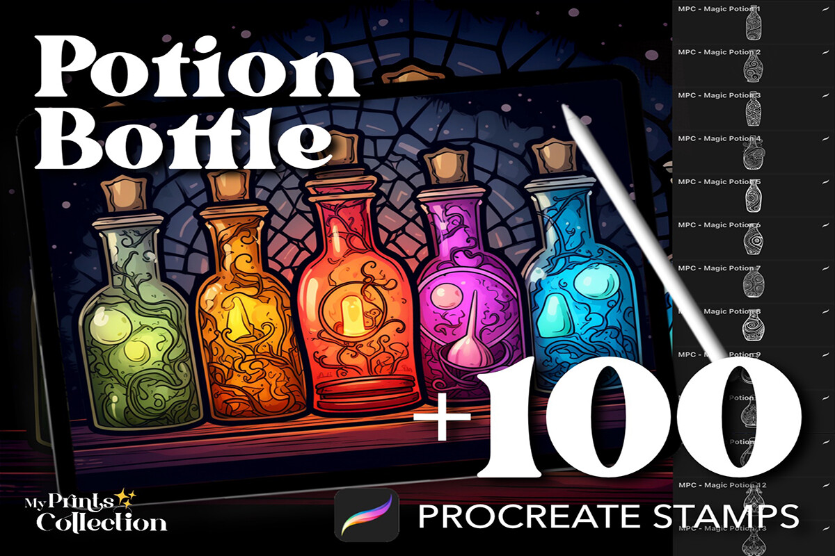 100+ Procreate Potion Bottle Stamps Graphic by myprintscollection ...