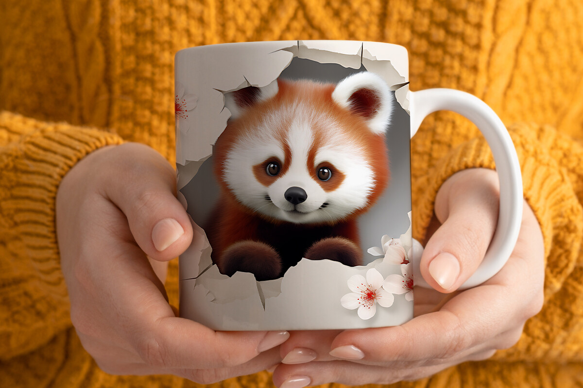 3D Red Panda Mug Wrap Png Graphic by Pandastic · Creative Fabrica
