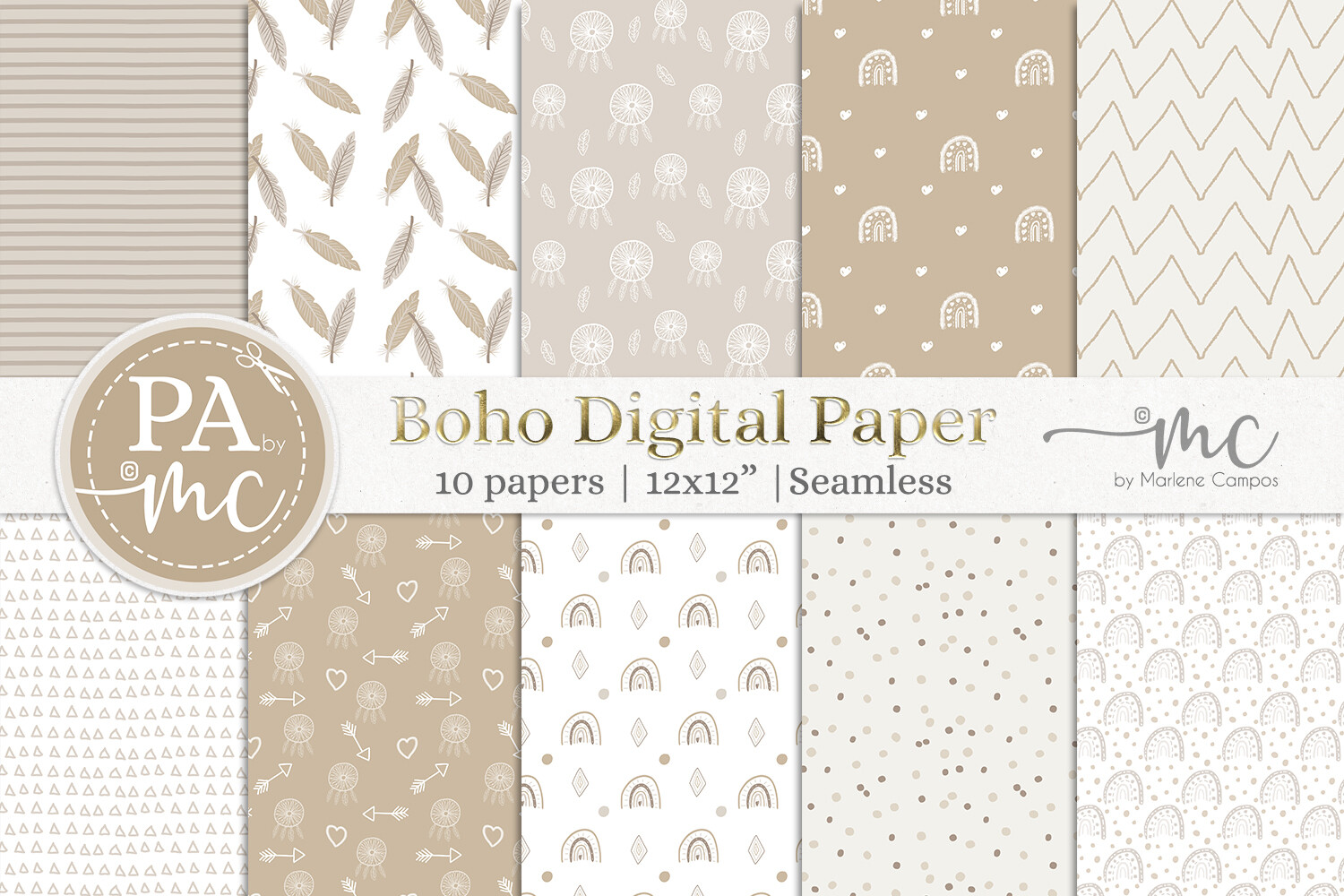 Nude Boho Digital Paper Seamless Graphic by paperart.bymc · Creative ...