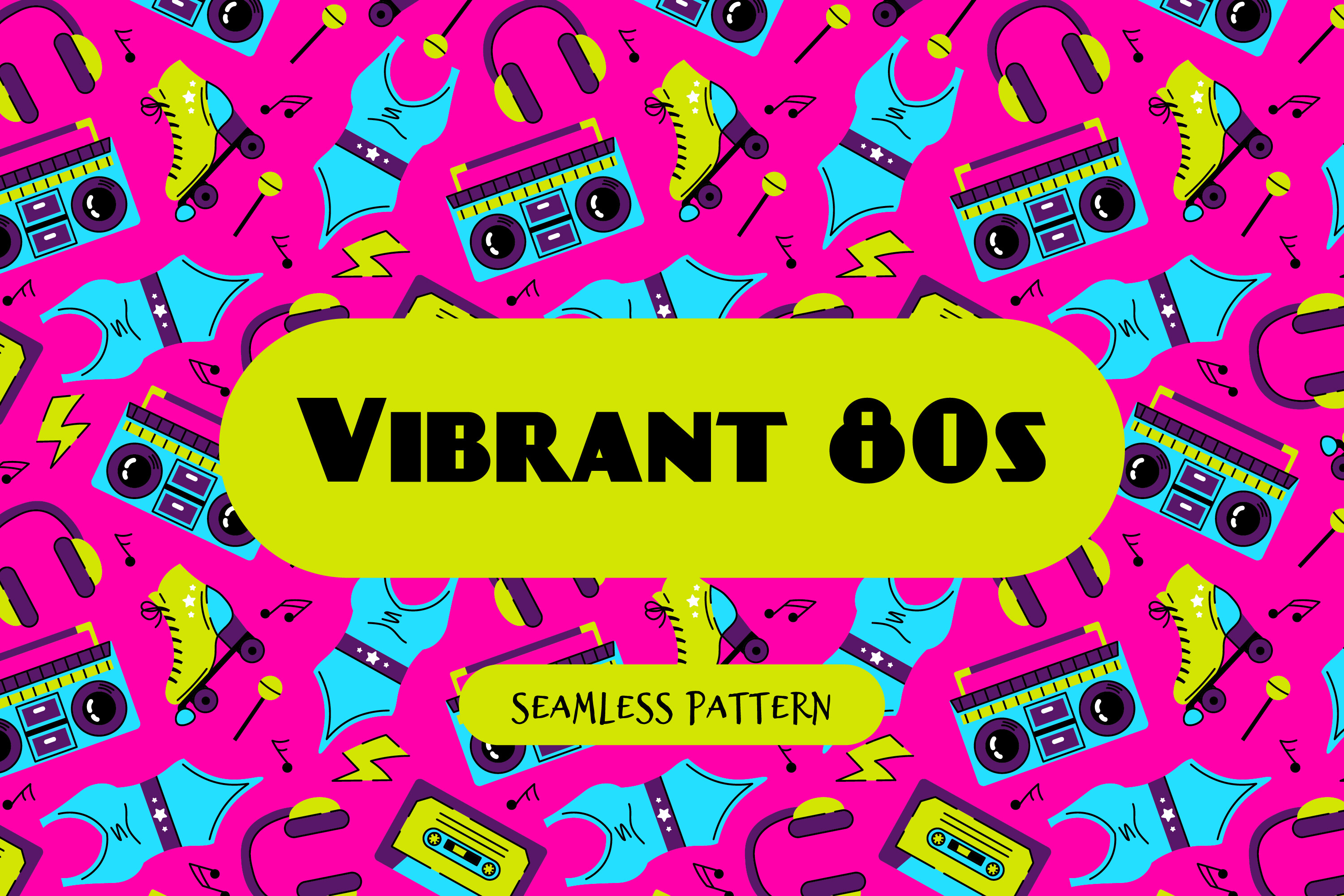 Vibrant 80s Seamless Pattern