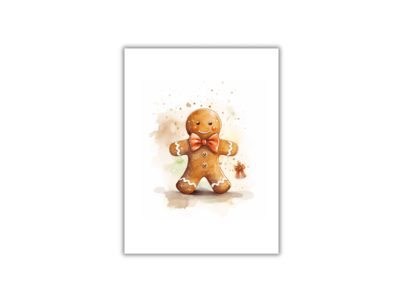 Watercolor Gingerbread Man Art Print Graphics