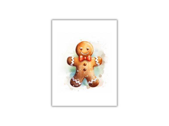 Watercolor Gingerbread Man Art Print Graphics