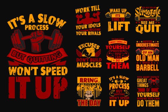 Workout Fitness T Shirt Design Bundle