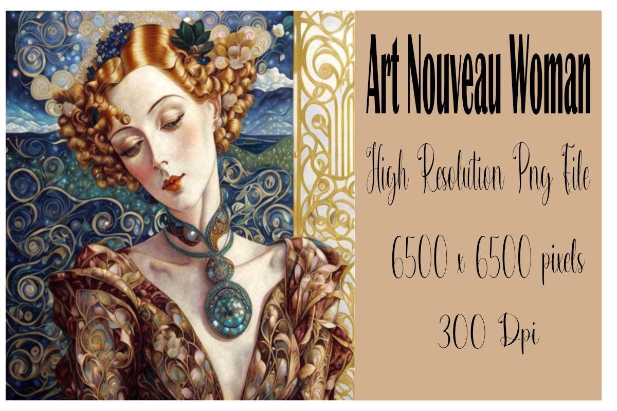 Portrait of a Woman Art Nouveau Style Graphic by Annie's AI Art ...
