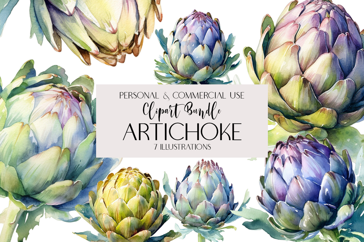 Commercial Use Artichoke Greenery Clipar Graphic by MyMagicWorldArt ...