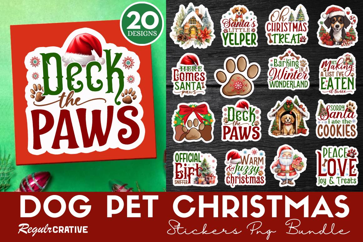 Dog Pet Christmas Stickers Bundle