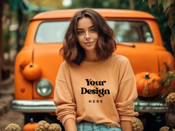 Fall Halloween Orange Sweatshirt Mockups
