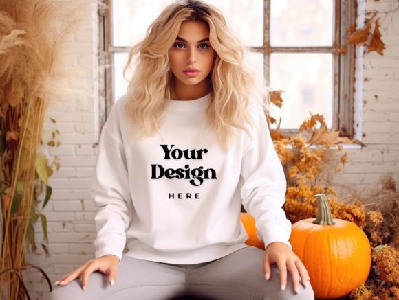 Fall Halloween White Sweatshirt Mockups