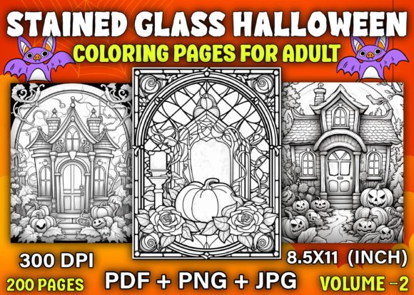 Stained Glass Halloween Coloring Pages