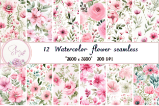 Watercolor Flower Seamless Pink Digital Graphic by Skye Design ...