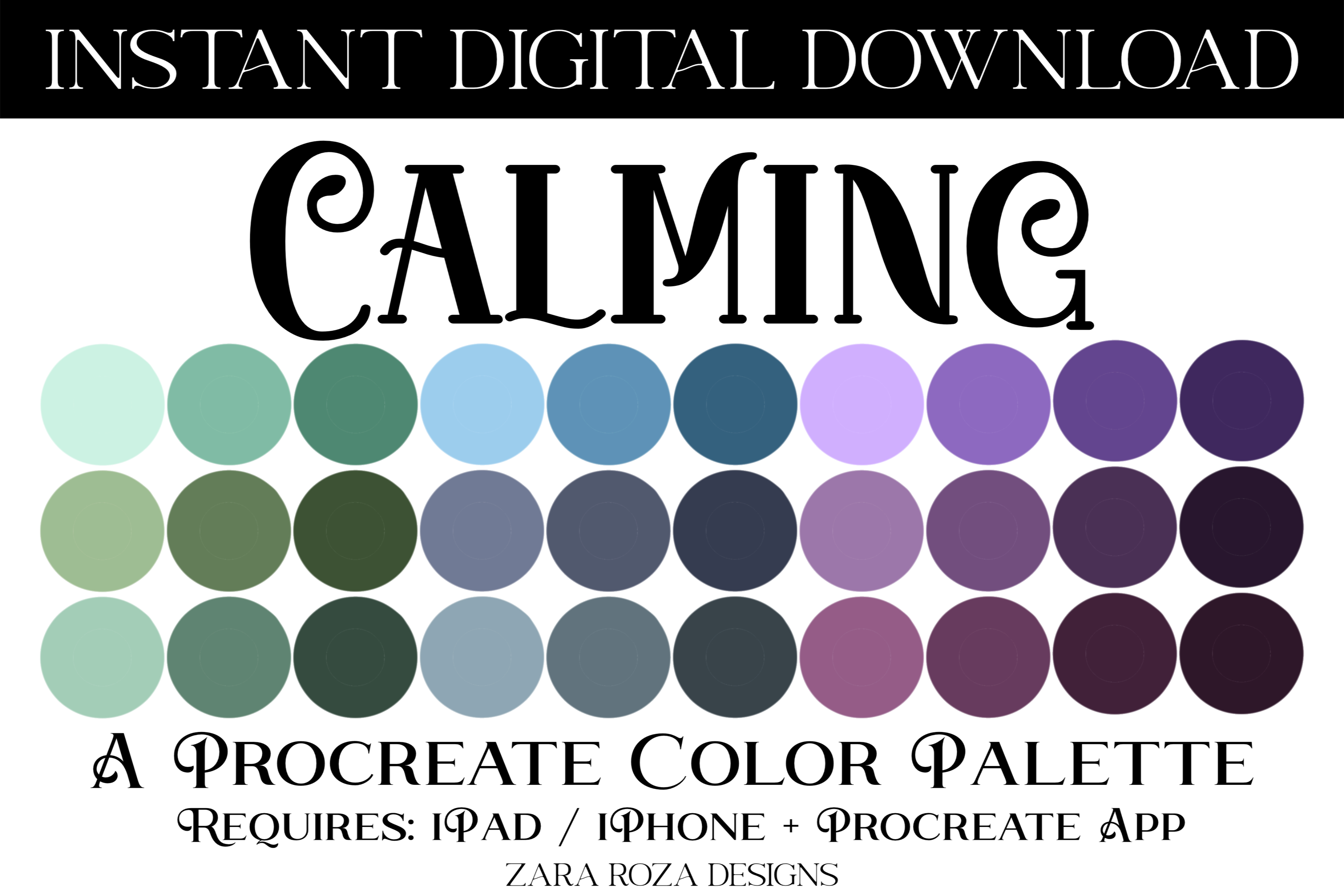 Calming Procreate Color Palette