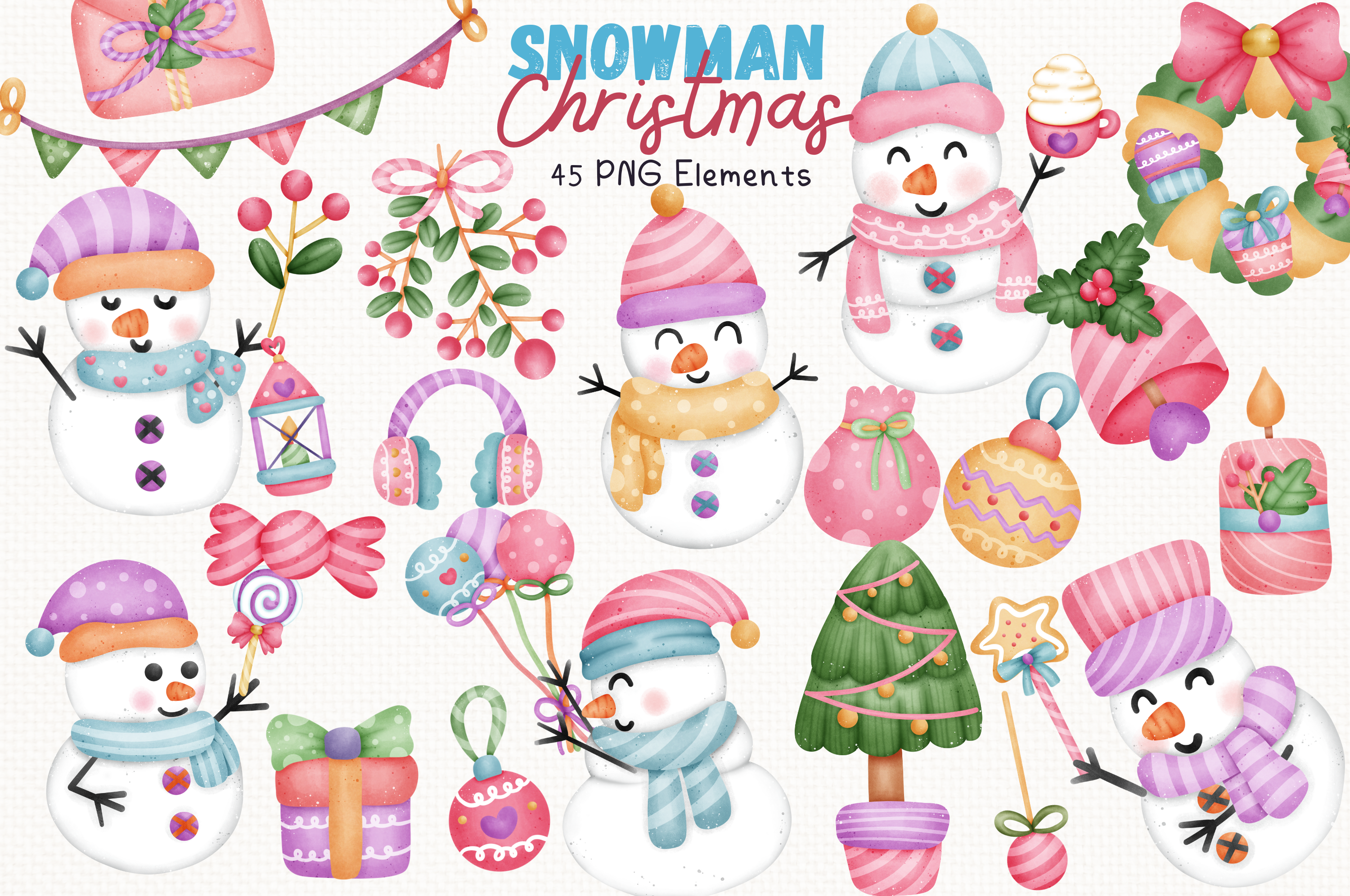 Snowman Christmas 45 Cliparts Collection - photo 1