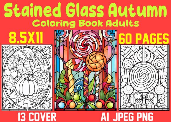 Stained Glass Autumn Coloring Book Adult