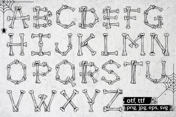 Bones Skeleton Font PNG with transparent background - Preview 1