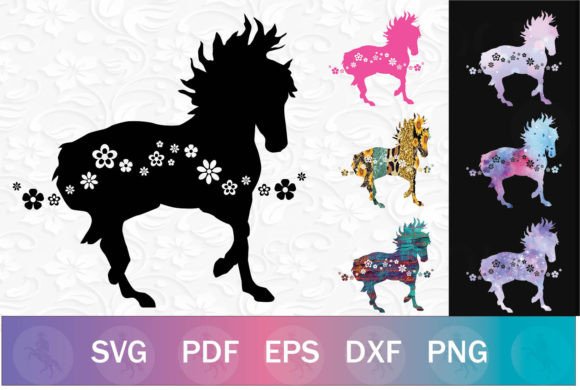 Flower Horse Graphic Illustrations By Circus Unicorn