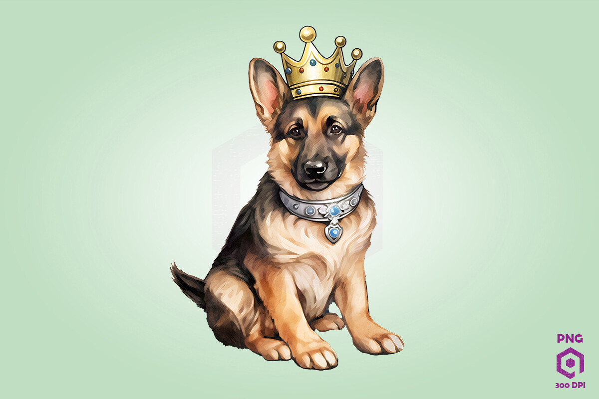 German Shepherd Dog Wearing Crown Graphic by Quoteer · Creative Fabrica