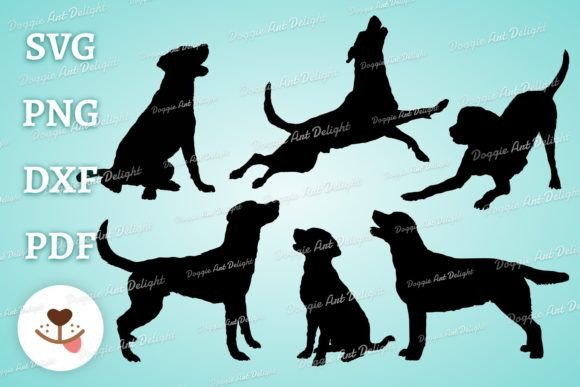 Labrador SVG silhouette bundle with yellow black and chocolate lab cut files for Cricut