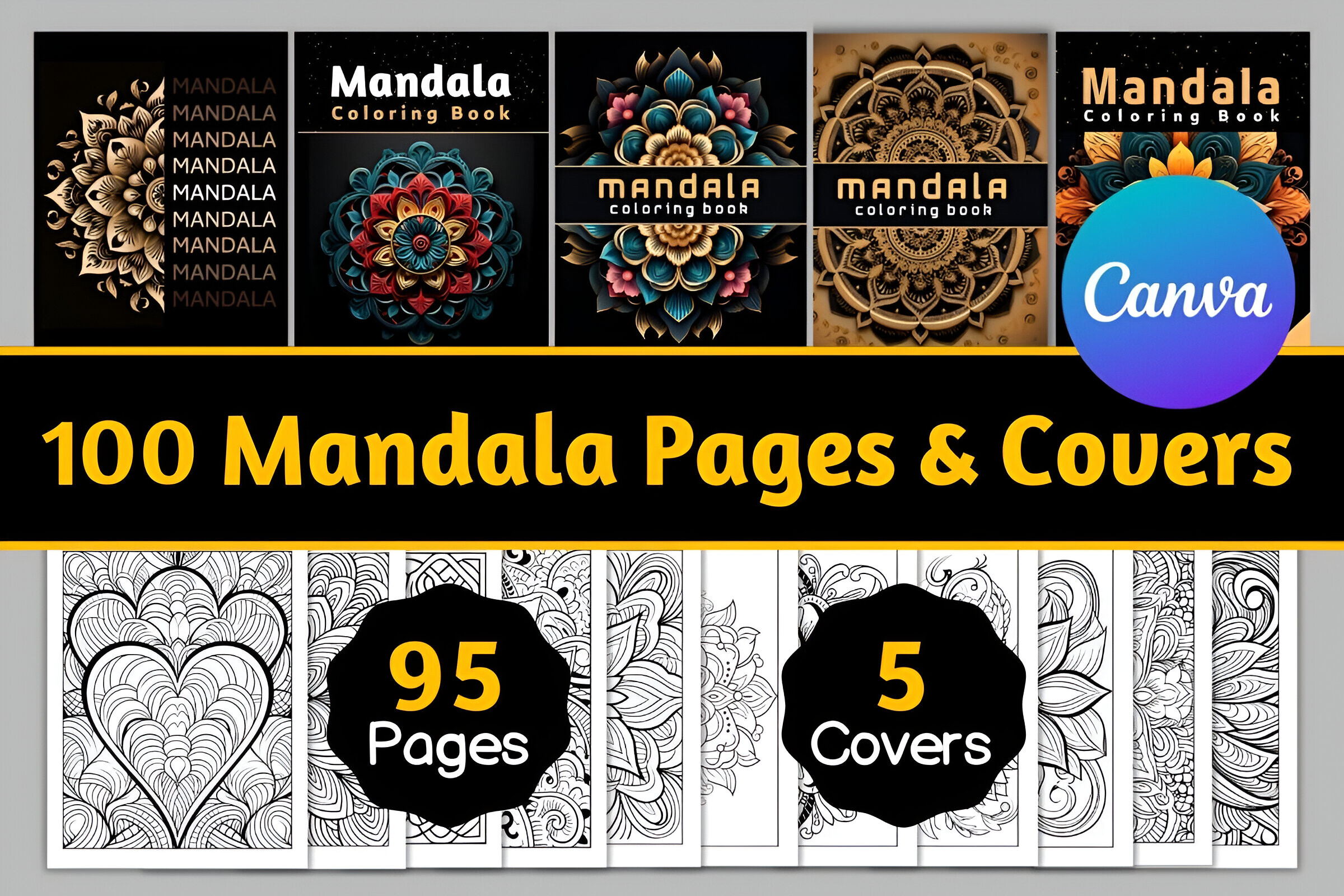 Mandala Coloring Pages & Covers Bundle