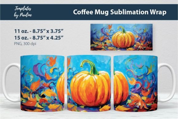 Sublimation Pumpkin Coffee Mug Wrap Graphics