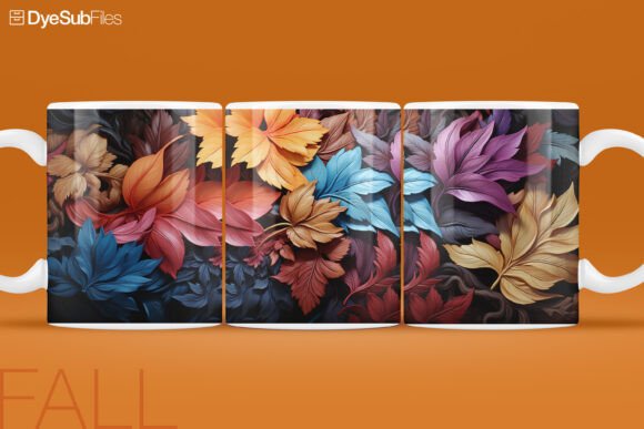 Autumn Leaves Pattern Mug Wrap Graphics