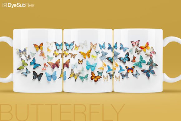 Butterfly Pattern Coffee Mug Wrap Graphics