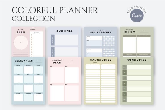 Colorful CANVA Planner Template Set