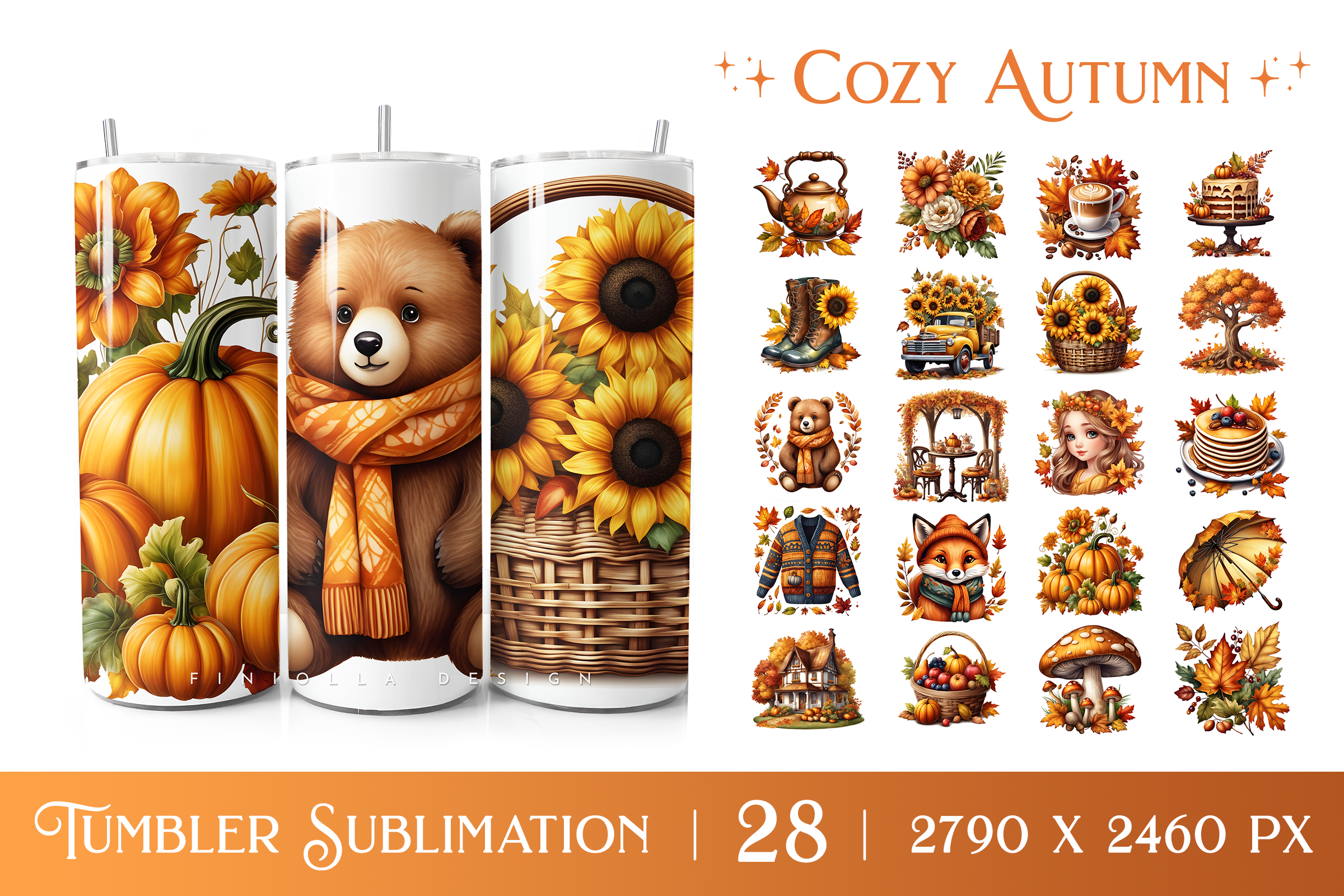 Cozy Fall Tumbler Wrap Sublimation Graphic by Finiolla Design ...