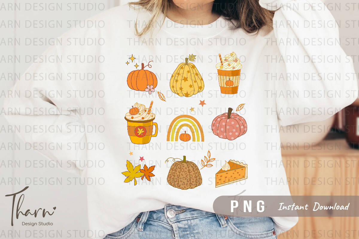 Fall Pumpkin Retro Autumn Sublimation Graphic by DSIGNS · Creative Fabrica