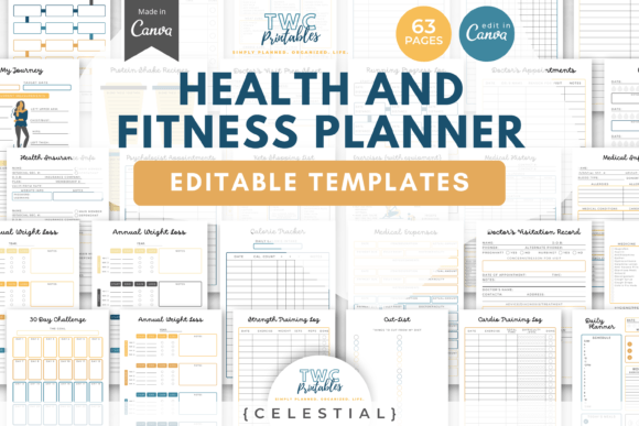 Health & Fitness Planner Canva Templates