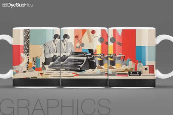 Industrial Collage Coffee Mug Wrap Art Graphics