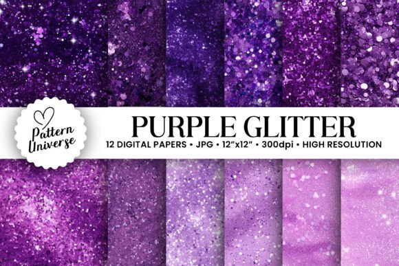 Purple Glitter Background Digital Papers Graphic by Pattern Universe ...