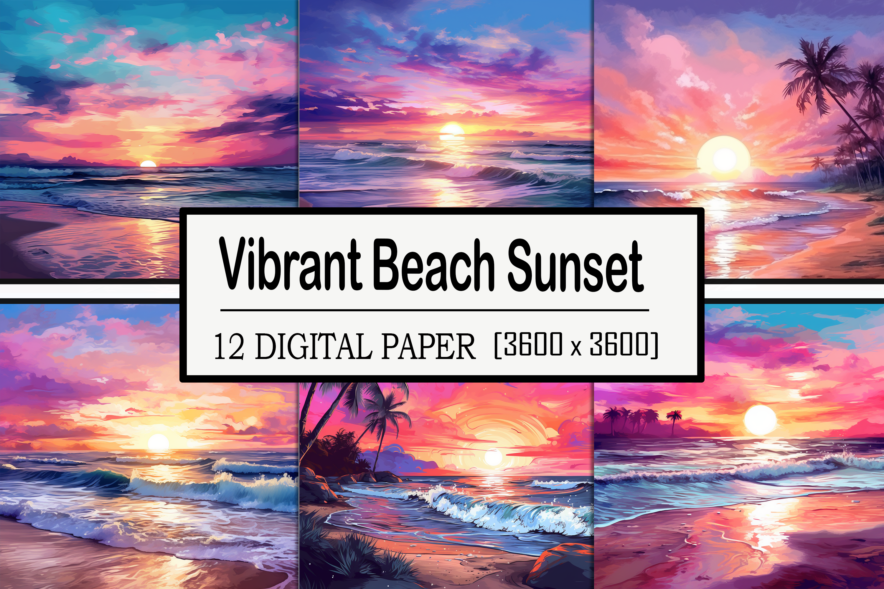 Vibrant Beach Sunset Graphic by Wow Art · Creative Fabrica