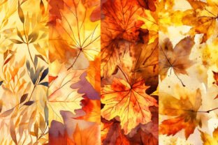 Watercolor Autumn Digital Papers Graphic by BonaDesigns · Creative Fabrica