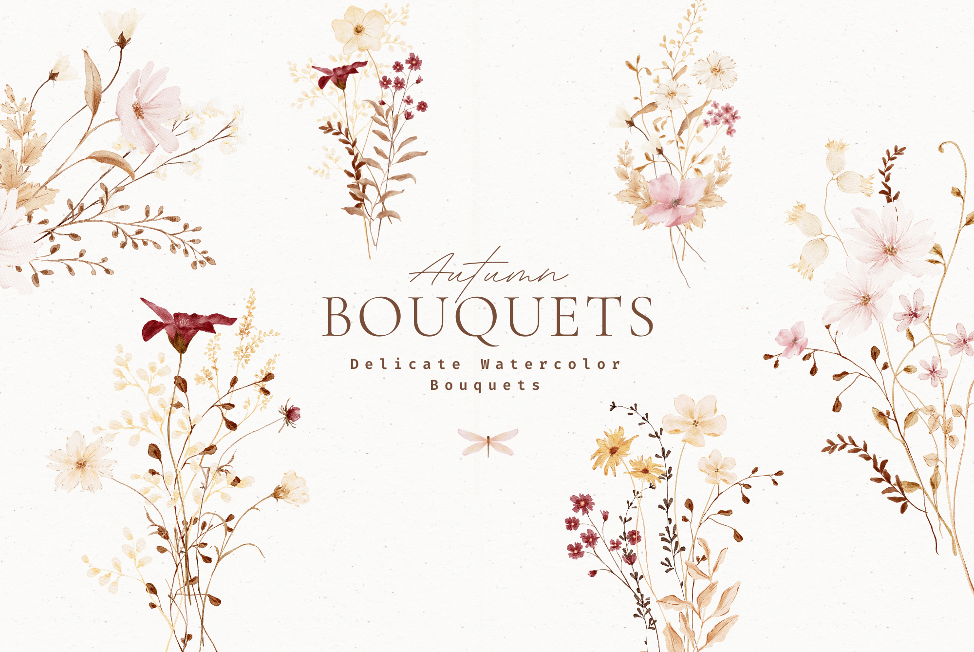 Autumn Watercolor Wildflowers Clipart