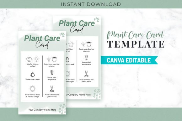 Editable Plant Care Card Template Canva