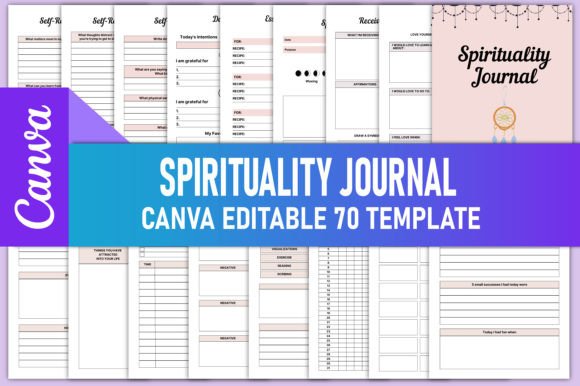 Editable Spirituality Journal Canva Kdp Graphics