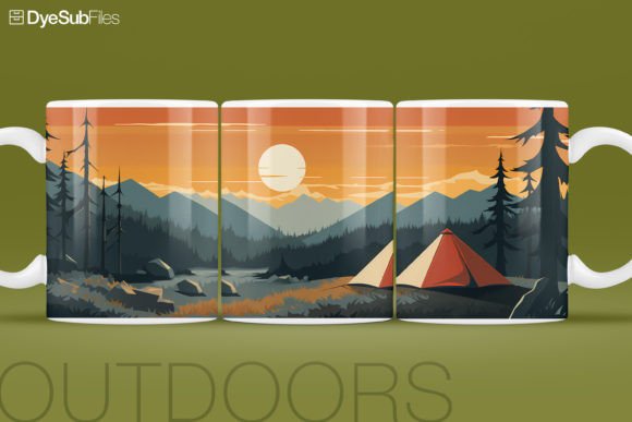 Mountain Camp Adventure Coffee Mug Wrap Graphics