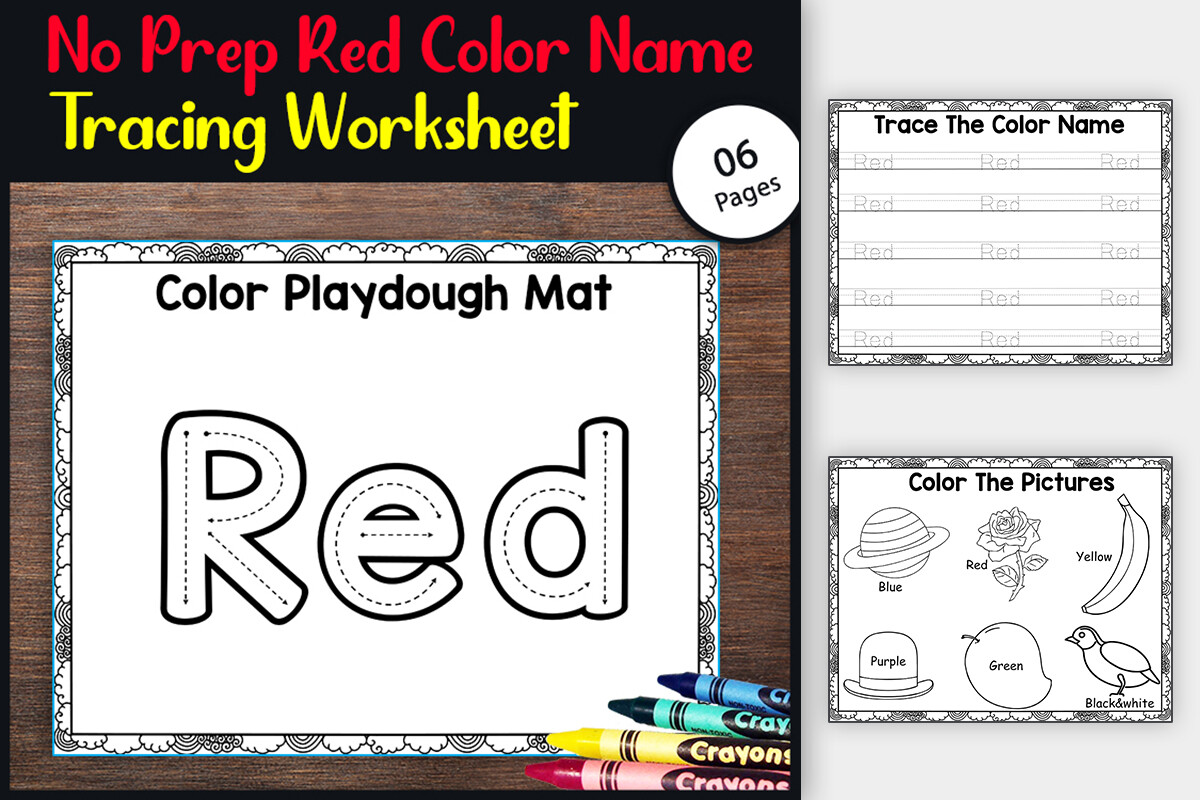 No-Prep Red Color Recognition Worksheets cover