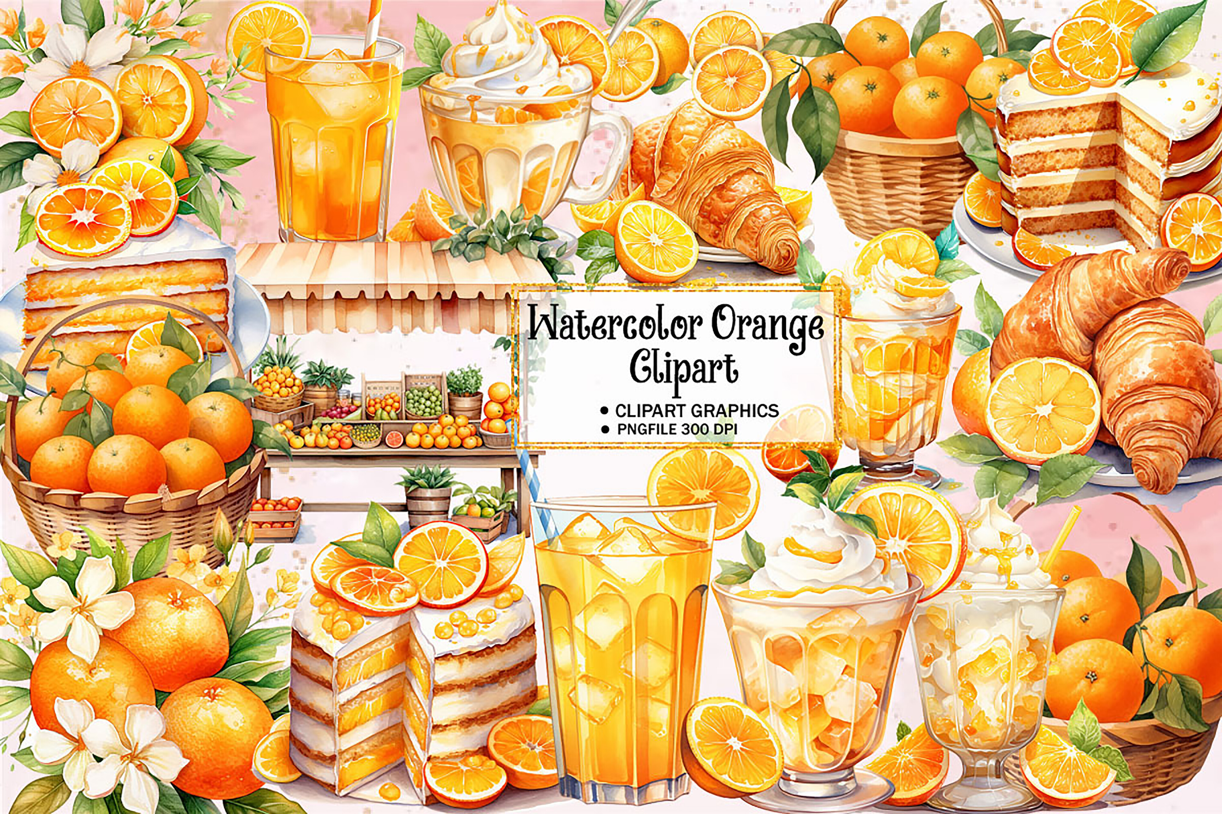 Watercolor Orange Clipart Bundle Graphic by Ak Artwork · Creative Fabrica