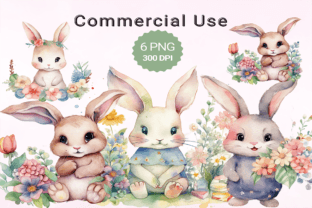 Watercolor Rabbit Clipart PNG Graphic by MariShop99 · Creative Fabrica