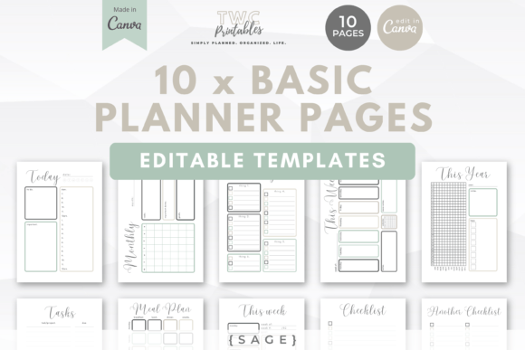 Canva Planner Templates | 10 Pages /SAGE