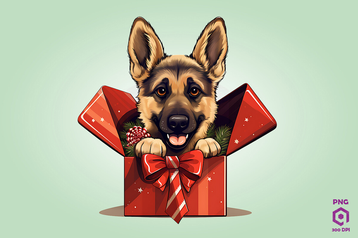 Christmas German Shepherd Dog Gift Box 1 Graphic by Quoteer · Creative ...
