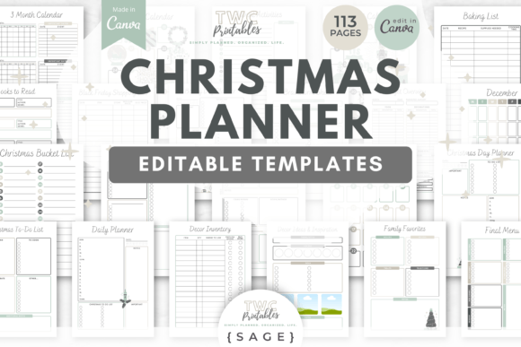 Christmas Planner Canva Templates / SAGE