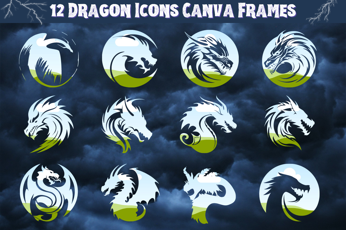 Dragon Icons Canva Frames Graphic by creative.digital.templates ...