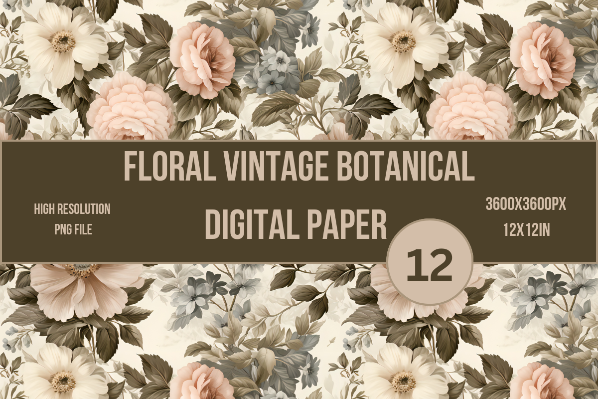 Floral Vintage Botanical Digital Paper Graphic by Chase Minds Creative ...