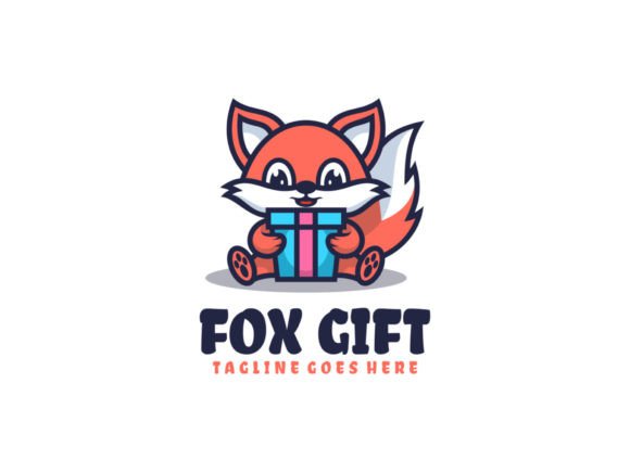 Fox Gift Mascot Cartoon Logo