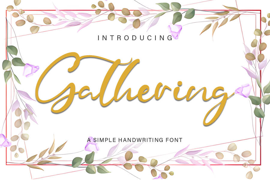 Gathering preview — soft whimsical hand-drawn script for boho wedding welcome signs