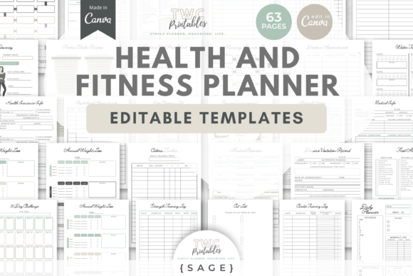 Health & Fitness Planner Canva Templates