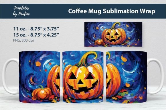 Spooky Halloween Pumpkin Coffee Mug Wrap Graphics