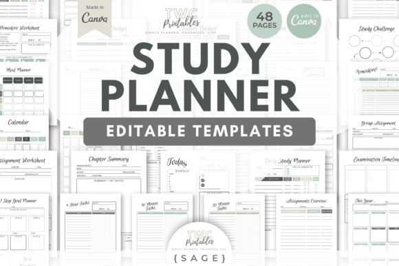 Study Planner Canva Templates - Digital